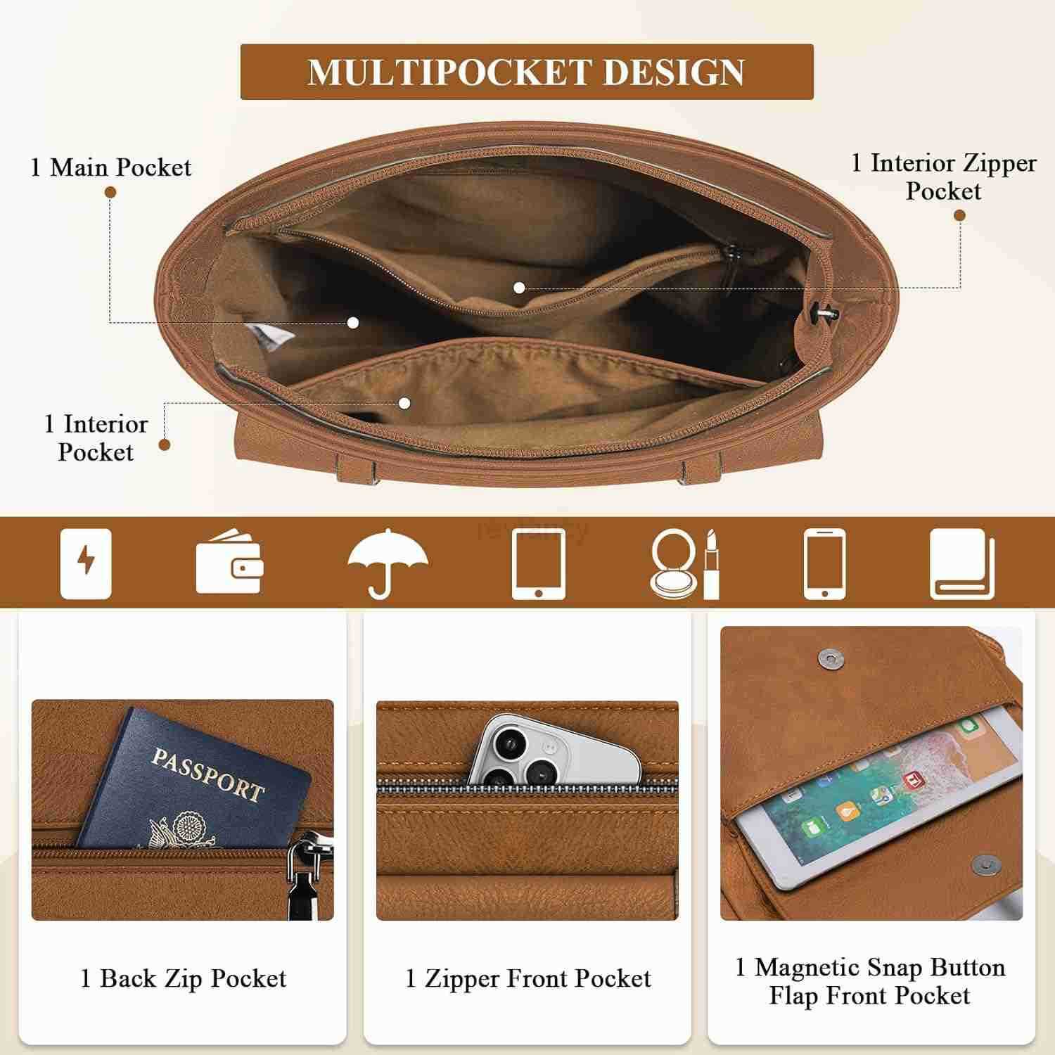 Crossbody Bag for Women Waterproof Leather Crossbody Purses Womens Handbags Shoulder Bag Crossbody Travel PurseW250911