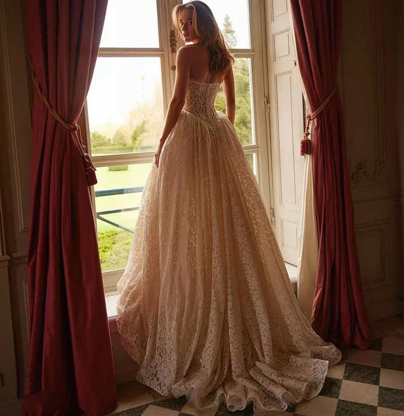 Elegant Straples Lace Wedding Dress 2026 Women Backless Princess A-line Bridal Bride Gown Vestido de Noiva New