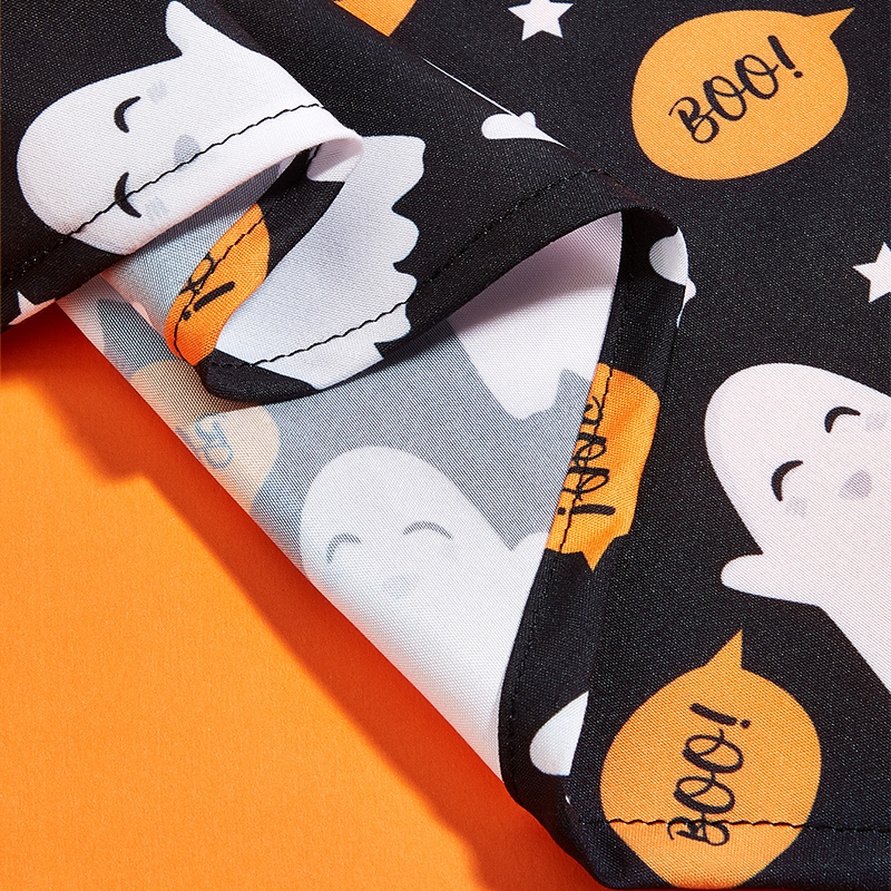 Halloween themed pet bib featuring a white ghost design