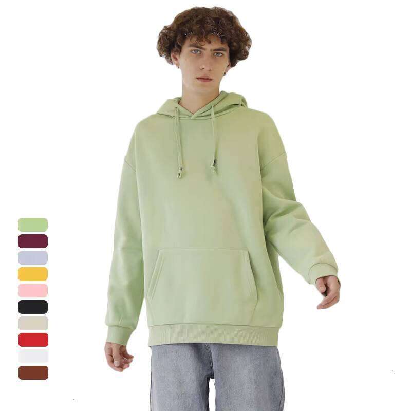 10 Colors Wool Drop Shoulder High Quality 350g Cotton Blank Men's Oversized Hoodie