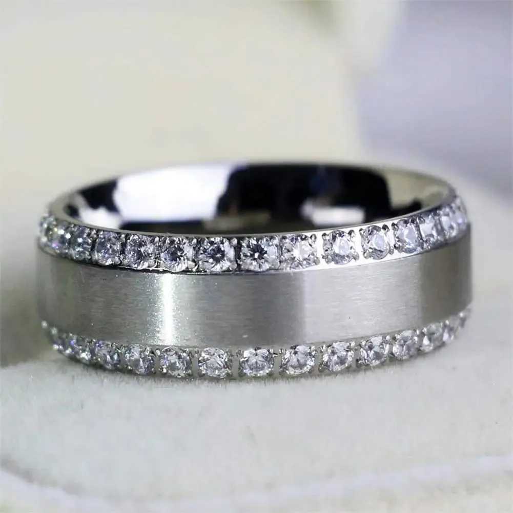 Couple Rings For Women White Rhinestones Zirconia Rings Set Simple CZ Stainless Steel Men Ring Wedding Jewelry For Lover Gifts W250911
