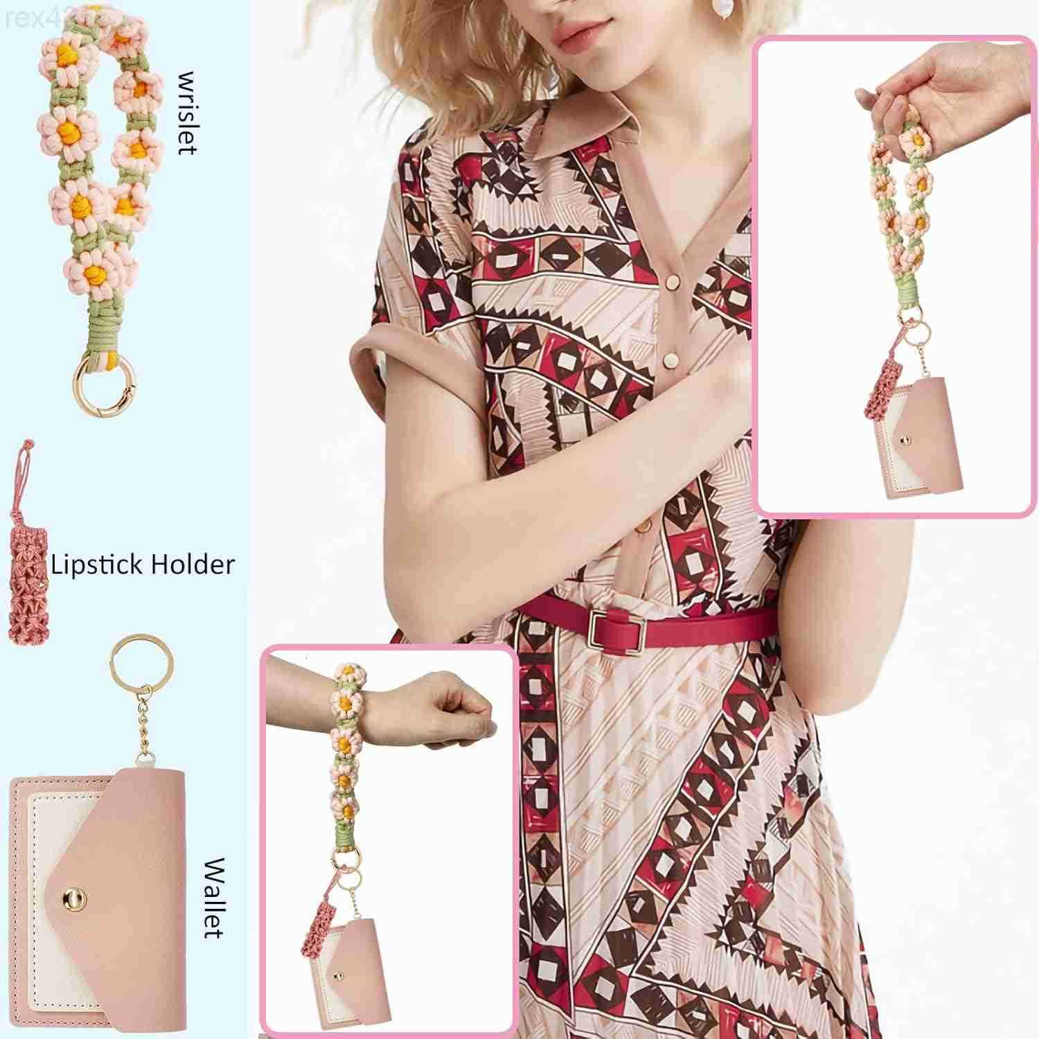 Wristlet Keychain Wallet Lipstick Holder Handmade Wristband BraceletW250911