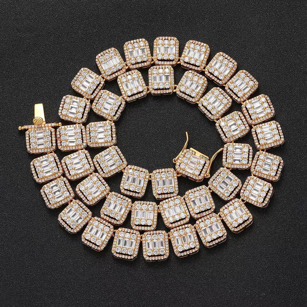 NUOYA Hip Hop Jewelry Iced Out Necklace Bling Diamond White Gold Clustered Tennis Chain Choker Chain for Women