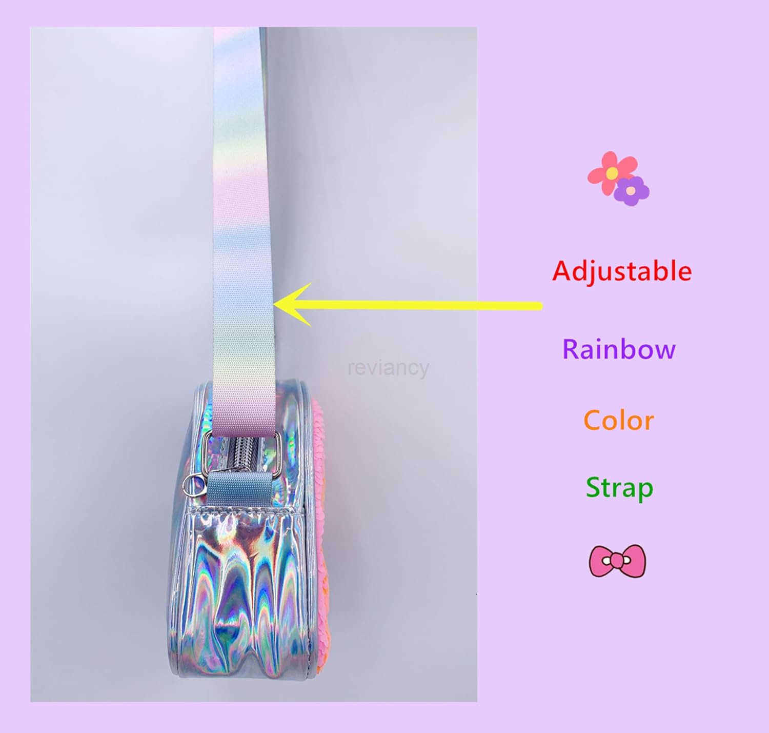 Girls Crossbody Bag Trendy Rainbow Purse with Multiple Compartments for Toddlers to TeensW250911