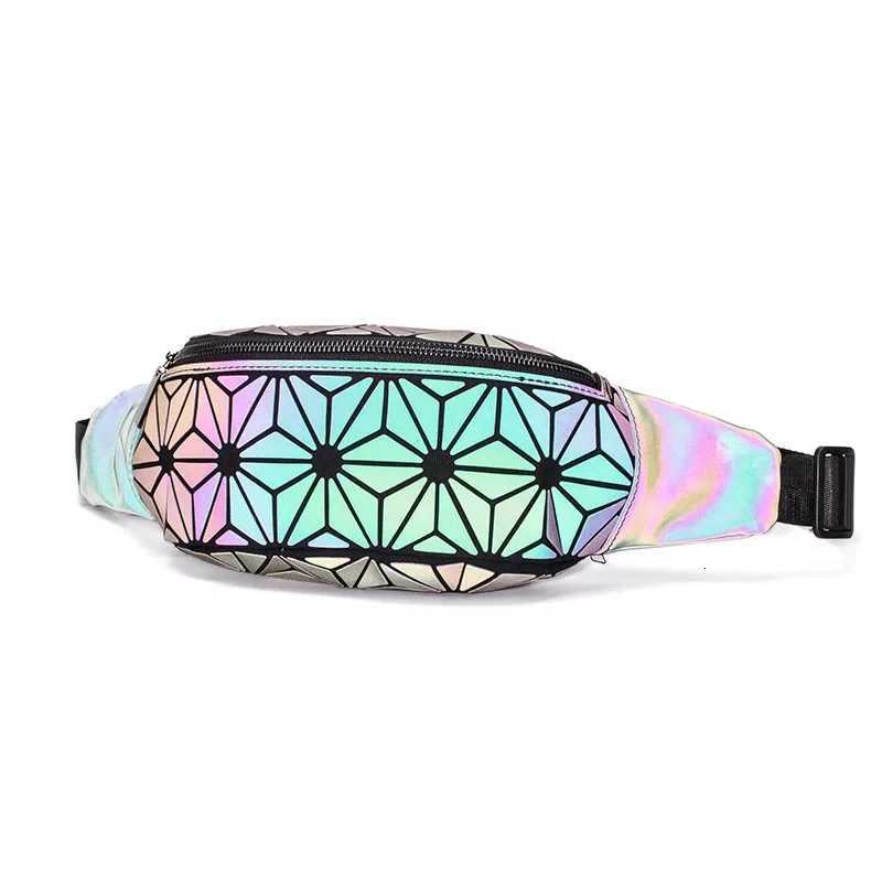 Women Fashion Waist Bag Fanny Pack Geometric Luminous Belt Bag Holographic Travel Men Chest Bags Handbag Waist Pack Z250911