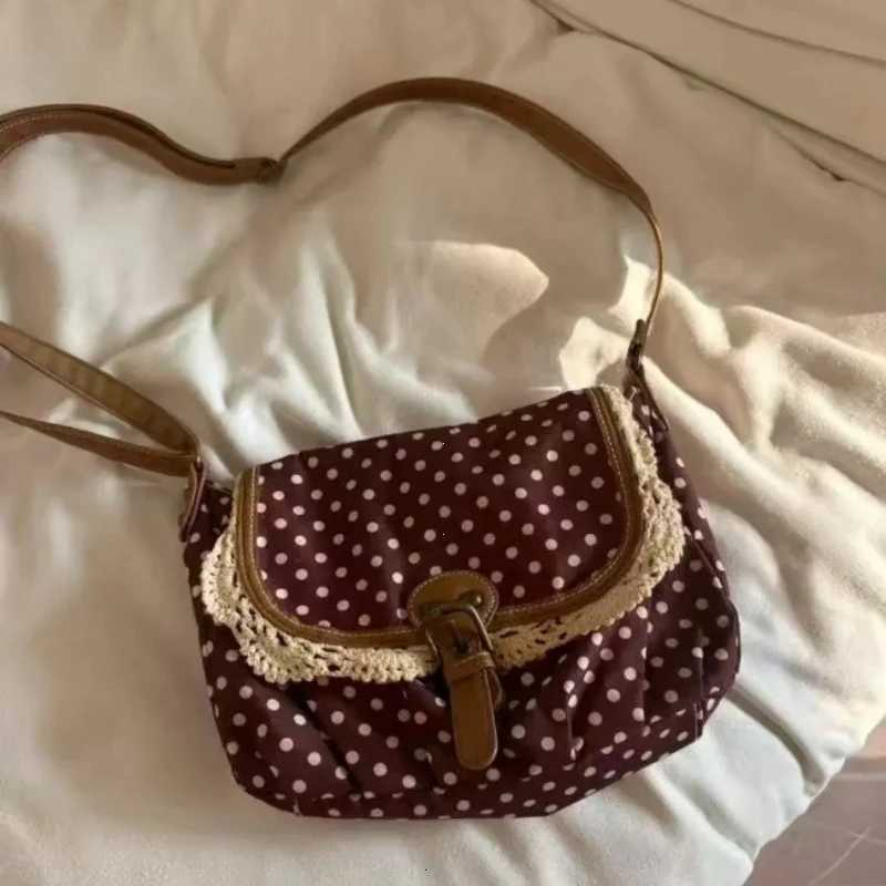 New Korean Polka Dot Niche Design Vintage Womens Single Shoulder Crossbody Bags Fashion Polka Dot Canvas Bag W250911