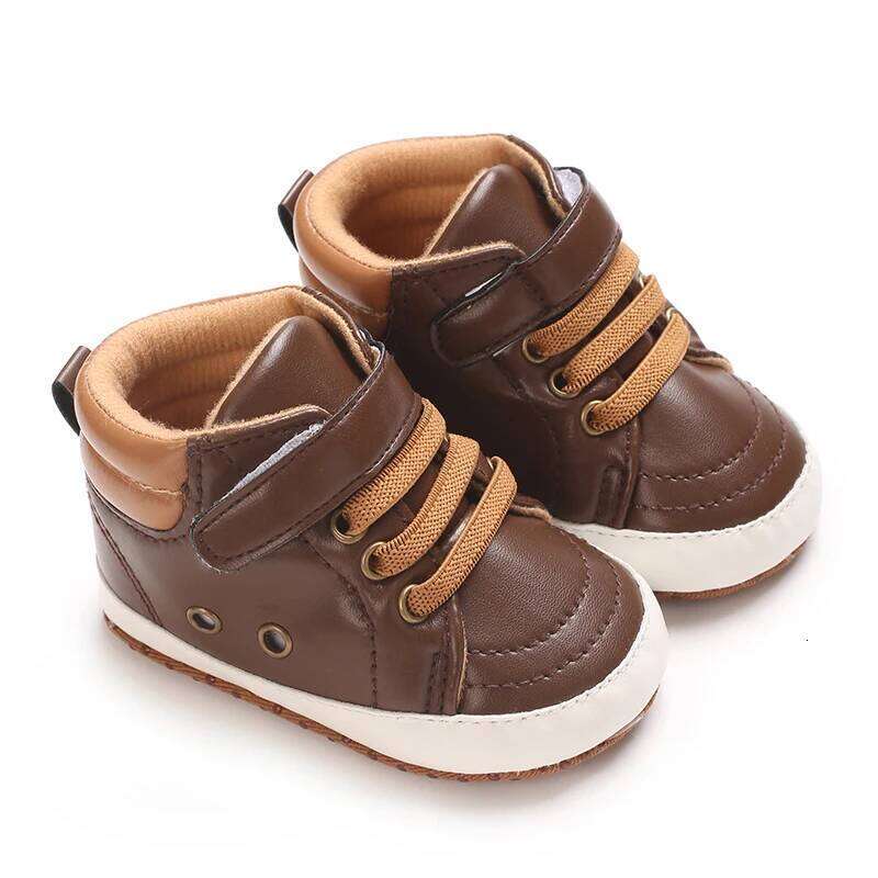 High Top Spring And Autumn 0-18M PU Soft Sole Breathable Baby Casual Sports Walking Shoes
