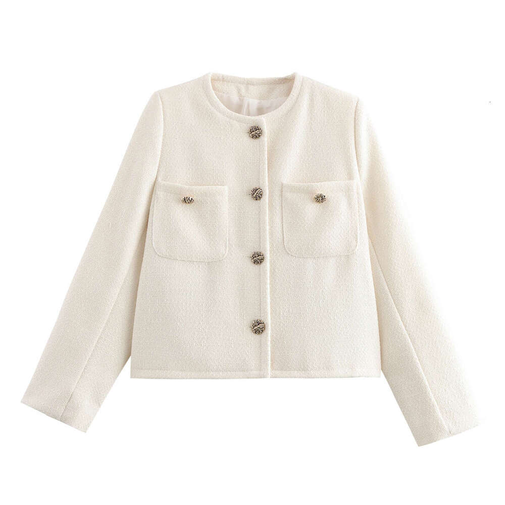 DHEssentials 2025 Fashion Simple Elegant High-end Round Neck Loose Chanel Style Solid Color Jacket