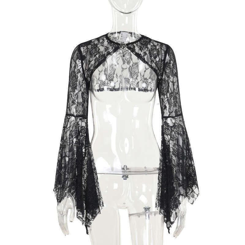 Autumn 2024 New European and American Style Elegant Lace Batwing Sleeve Irregular Large Sleeveless Top for Women