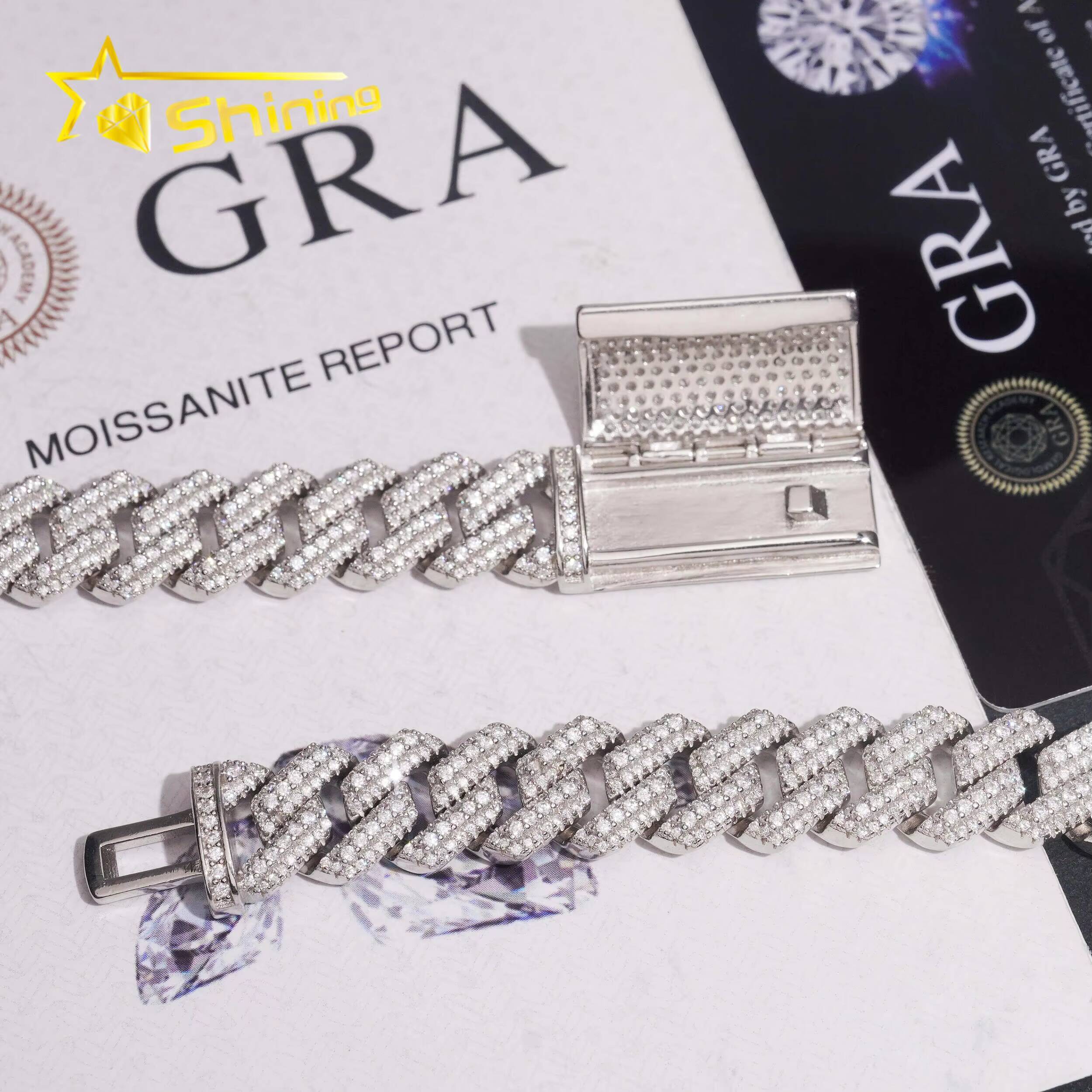 Men Hip Hop 125mm Cuban Link Chain 925 Sterling Silver Moissanite Jewelry Custom Iced Out D VVS Moissanite Necklace Daily Wear