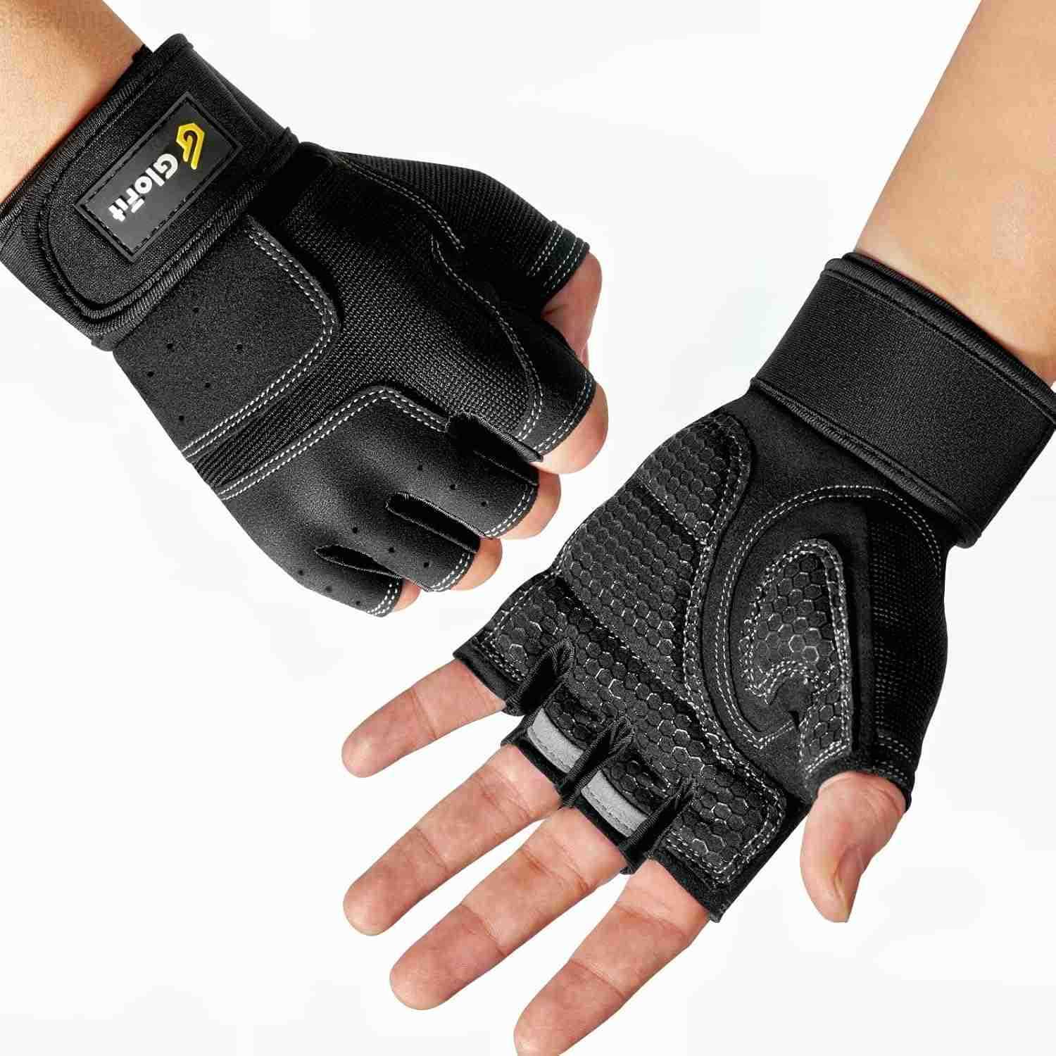 Workout Gloves with Wrist Wrap Support for Women Men Weight Lifting Gloves Fingerless Gym Gloves for Cycling Training PushupW250911
