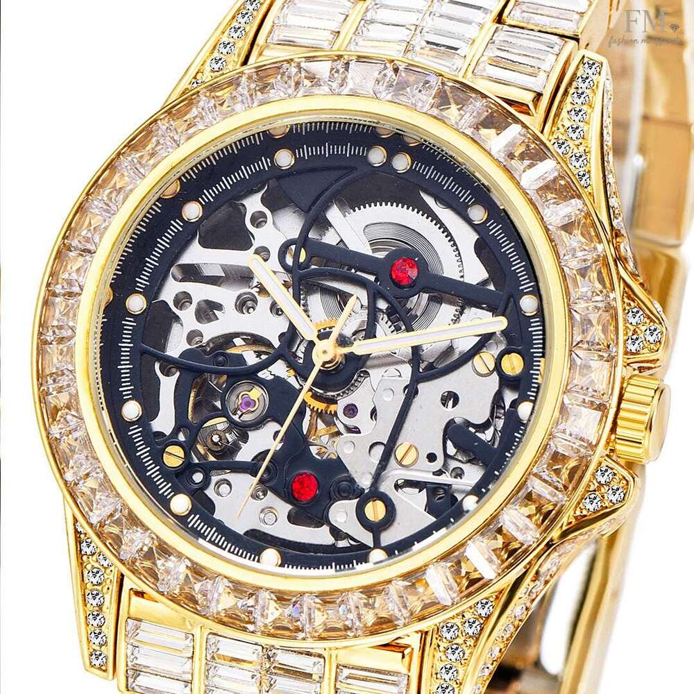 Designer Moissanite Watch for Men - New Fashionable Hip-Hop Full-Moissanite Quartz Sports Watch with Three-Eye Chronograph, Free Shipping, Cheapest Online Price