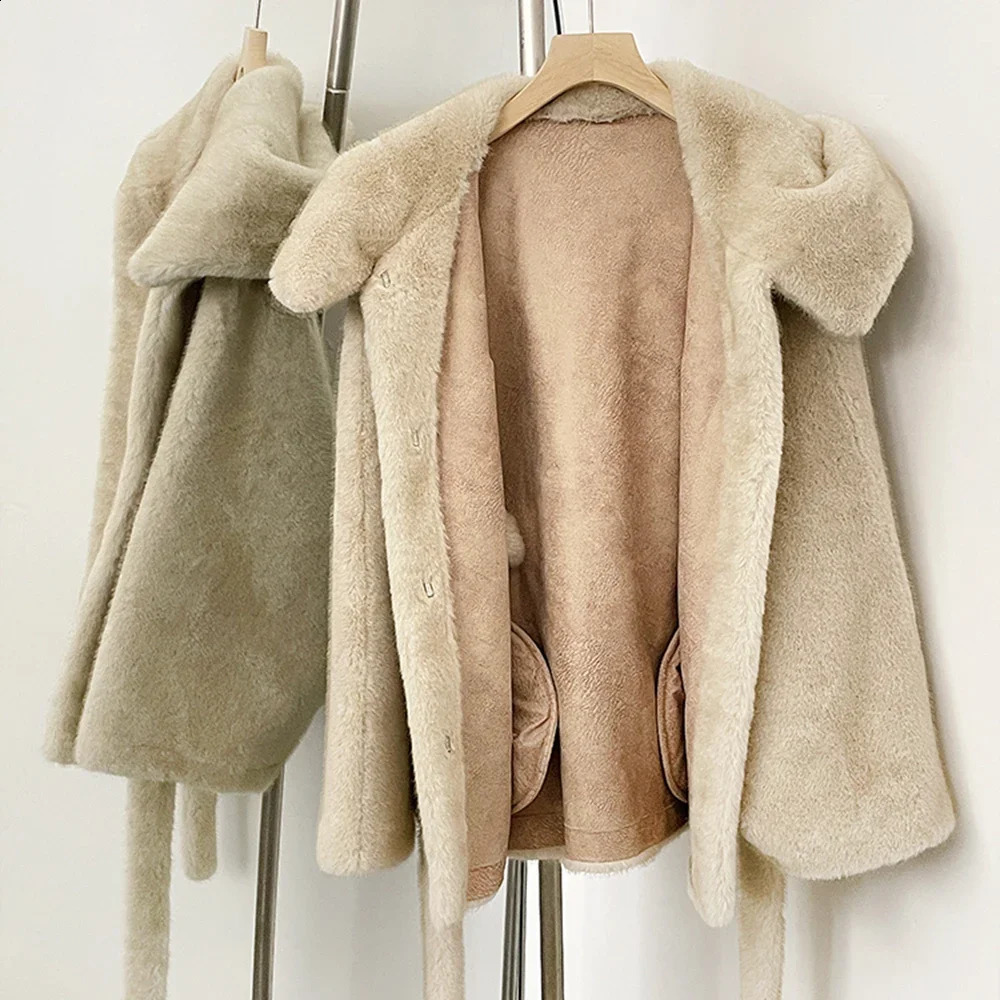 Faux Fox Fur Jacket Women Artificial Female Winter Coat Ecofriendly Clothes Suede Lining Warm Outerwear Lady 250911