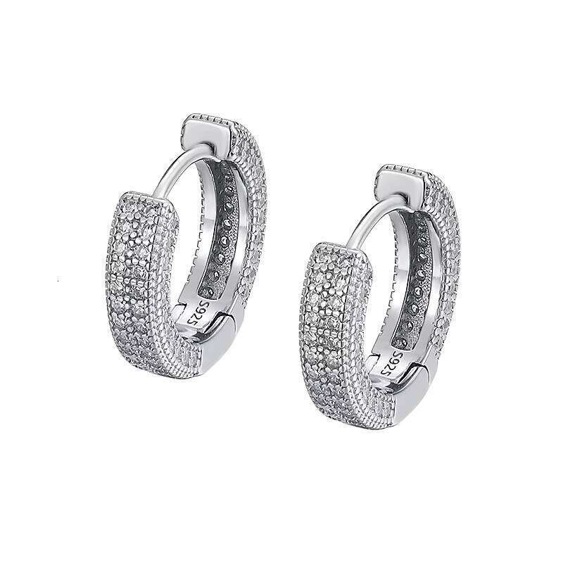 QYT Fine Jewelry S Sterling Sier Moissanite Earring High-end Ins Design Full Dia Hoop Earrings