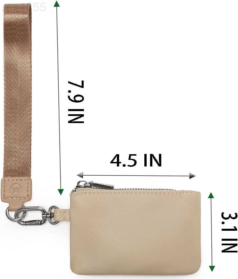 Mini Zip Around Wristlet Wallet for Women Detachable Dual Pouch Wristlet Portable Coin Pocket Keychain Small Purse KhakiBrownW250911