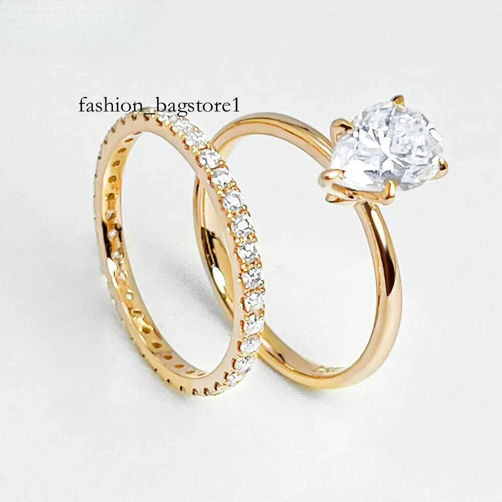 Round Custom Moissanite Rings Women Real Rose Wedding Solid Ring Gold for Couples