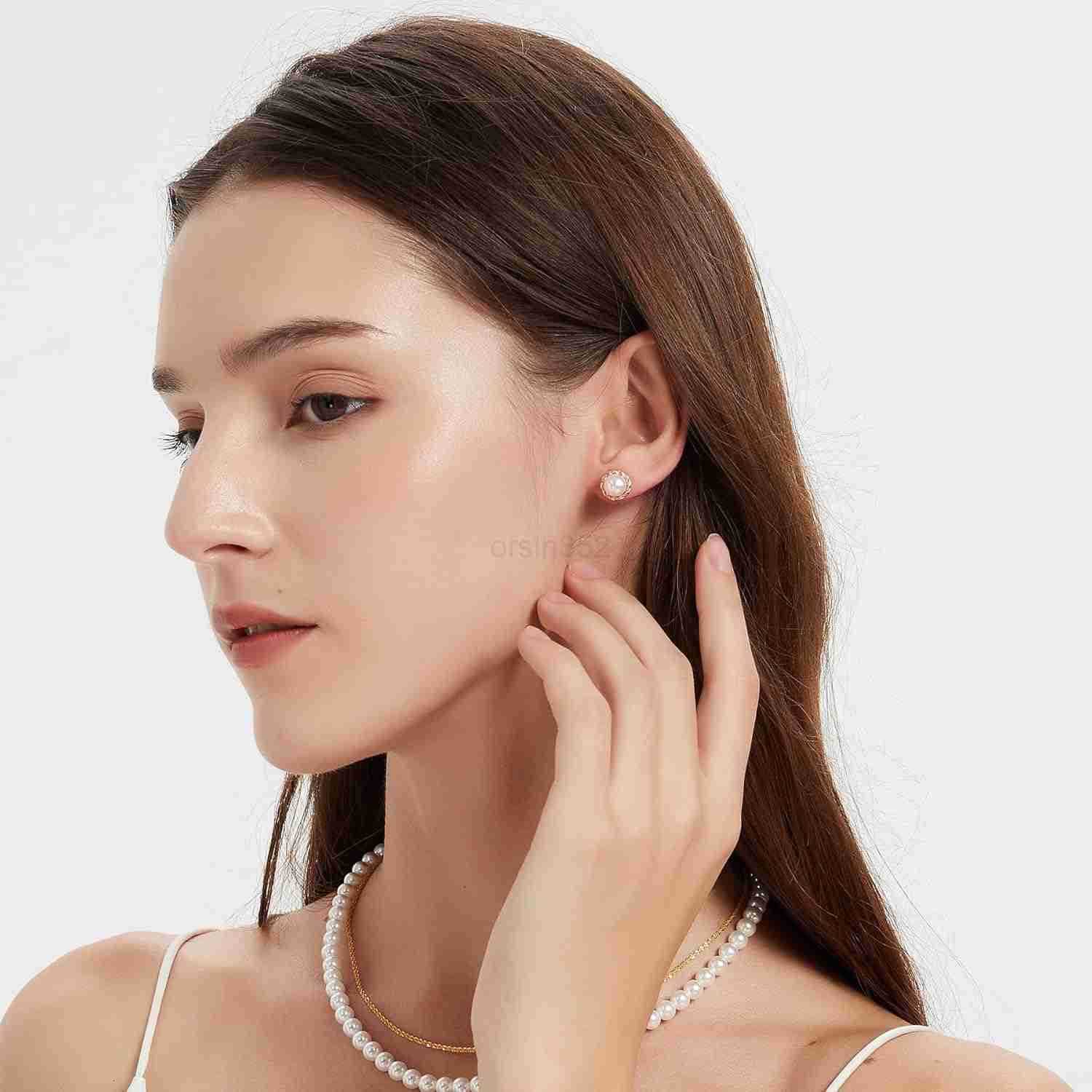 Gold Earring Studs Small Size 18k Gold plated Sterling Silver Lustrous Real Freshwater PearlsW250911