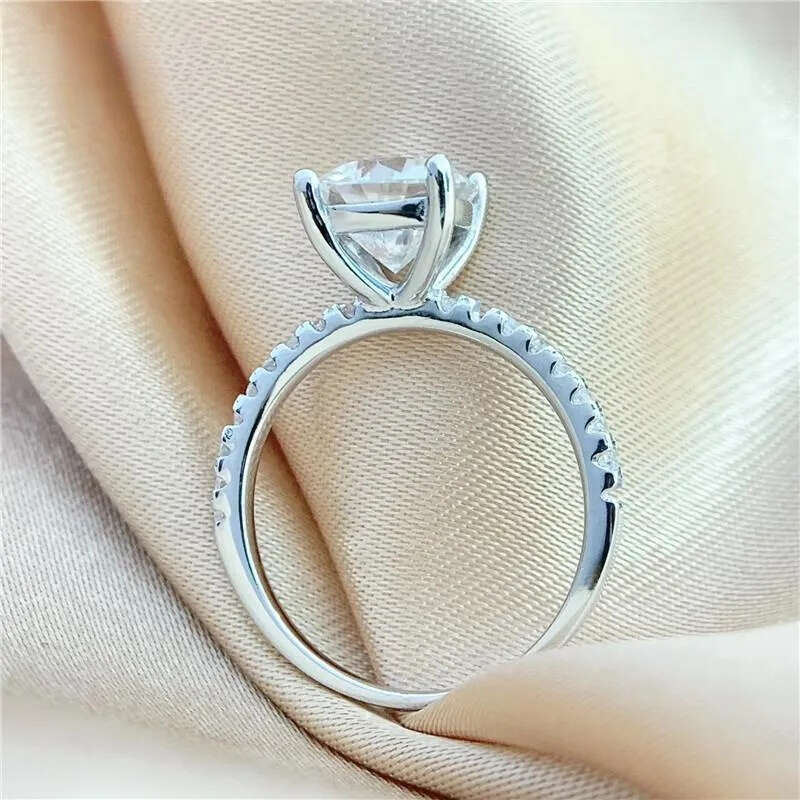 Cluster Rings Inbeaut Arrival Sier 3 Ct Excellent Cut D ColorPass Dia Test Cushion Moissanite Wedding Ring Women Fine Jewelry