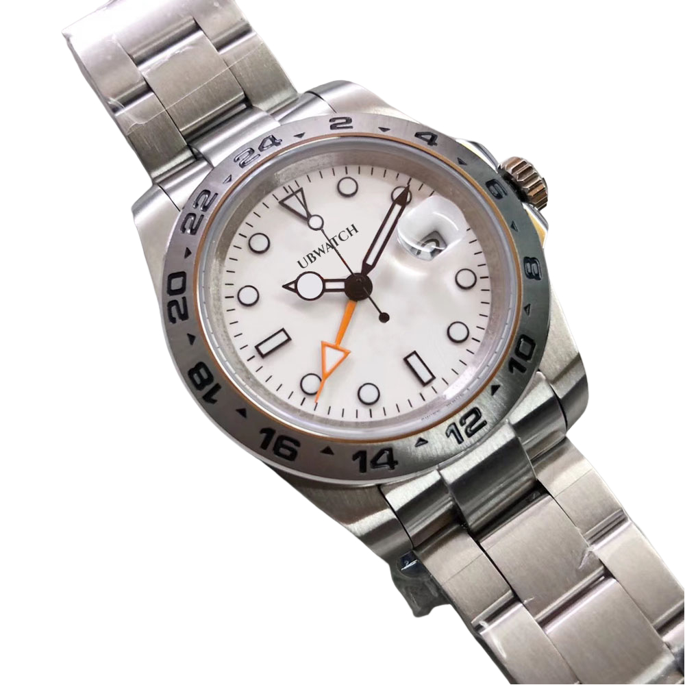 AUTOMATIC SAPPHIRE GLASS 42MM Mens Wristwatches Tough Durable Stainless Steel White Dial Watch ST9