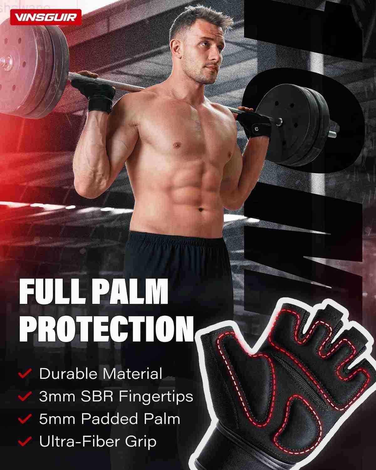 Weight Lifting Gloves with Wrist Support for Men and Women Gym Training Cycling Pullups Rowing ClimbingW250911