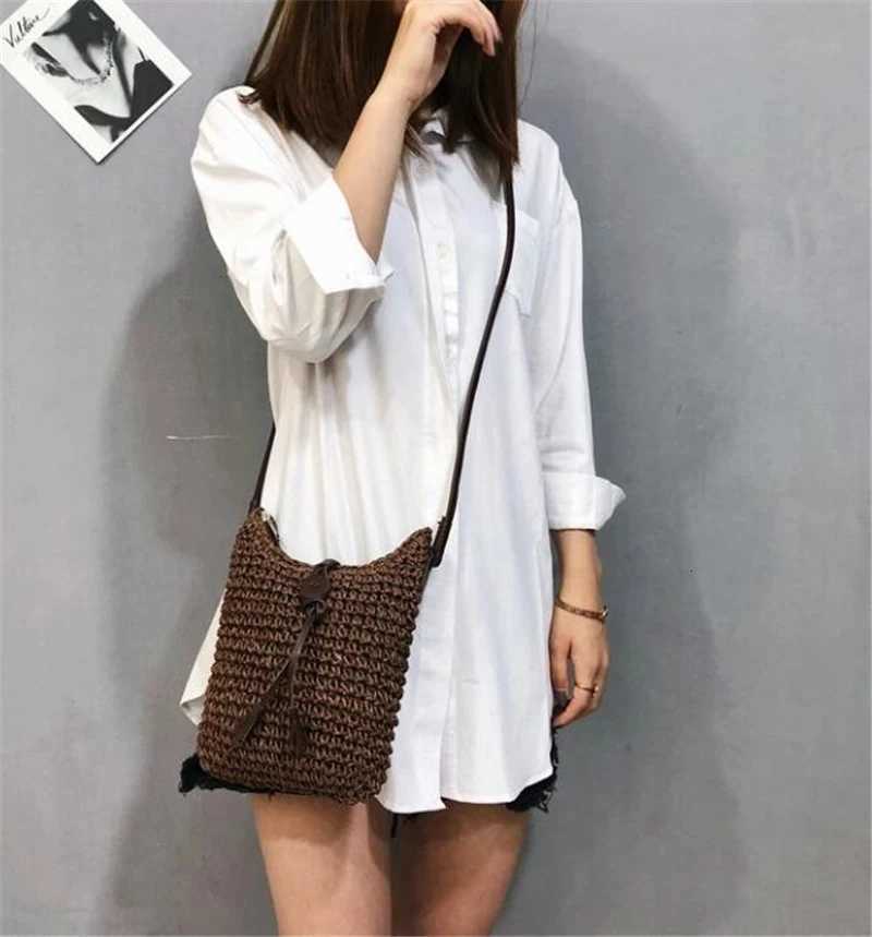 Travel Female Shoulder Tote Beach Rattan Bag Hand Woven Straw Bag Bohemian Summer Beach Handbag Wicker Crossbody Bag bolsos W250911