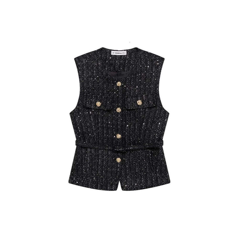 DHEssentials Summer New French Style Fashion Elegant Versatile Belt Textured Vest