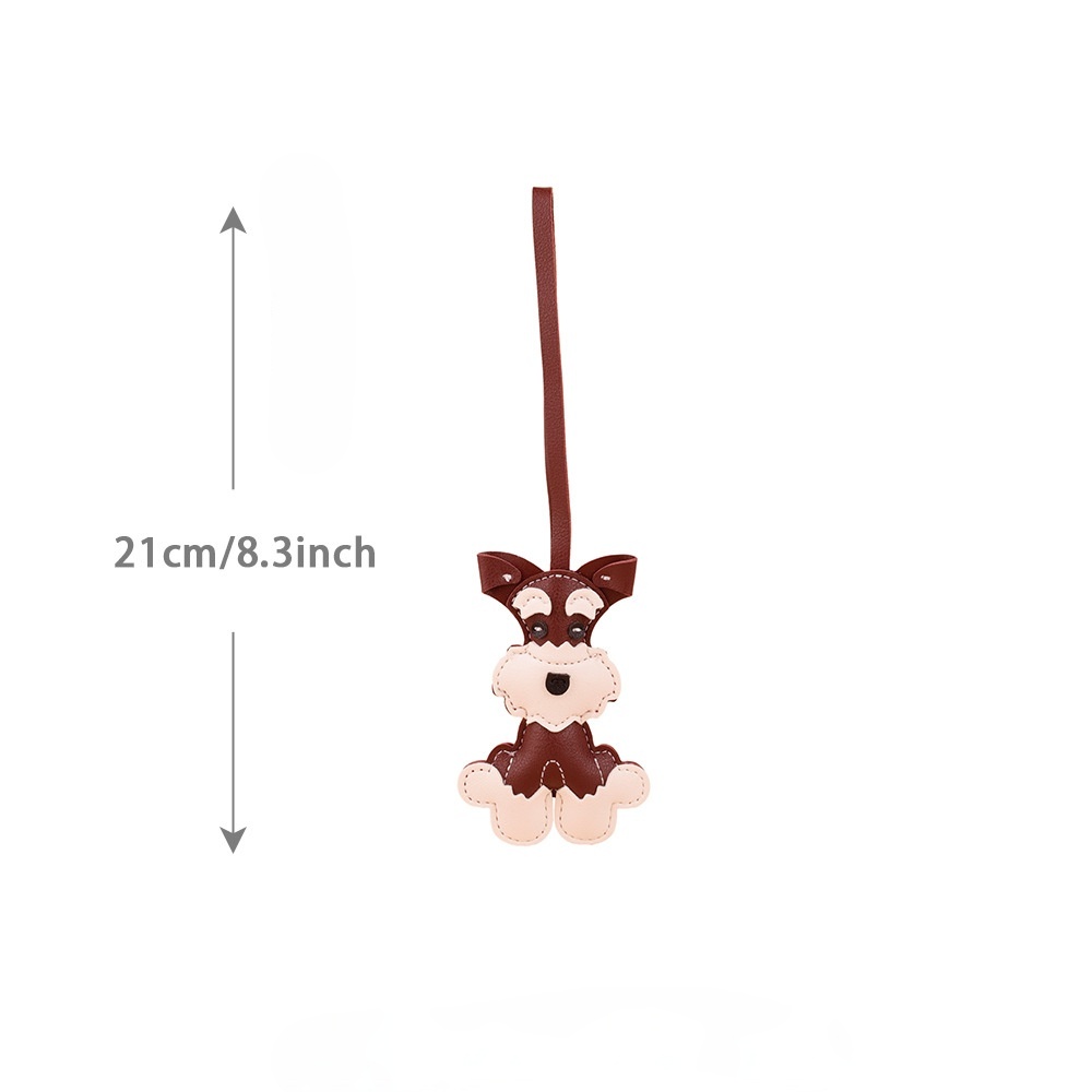 High Quality hand-sewn Leather Keychain Dog key Chain Luxury Designer Keyring Cute Schnauzer bag charm for women or girl Christmas gift
