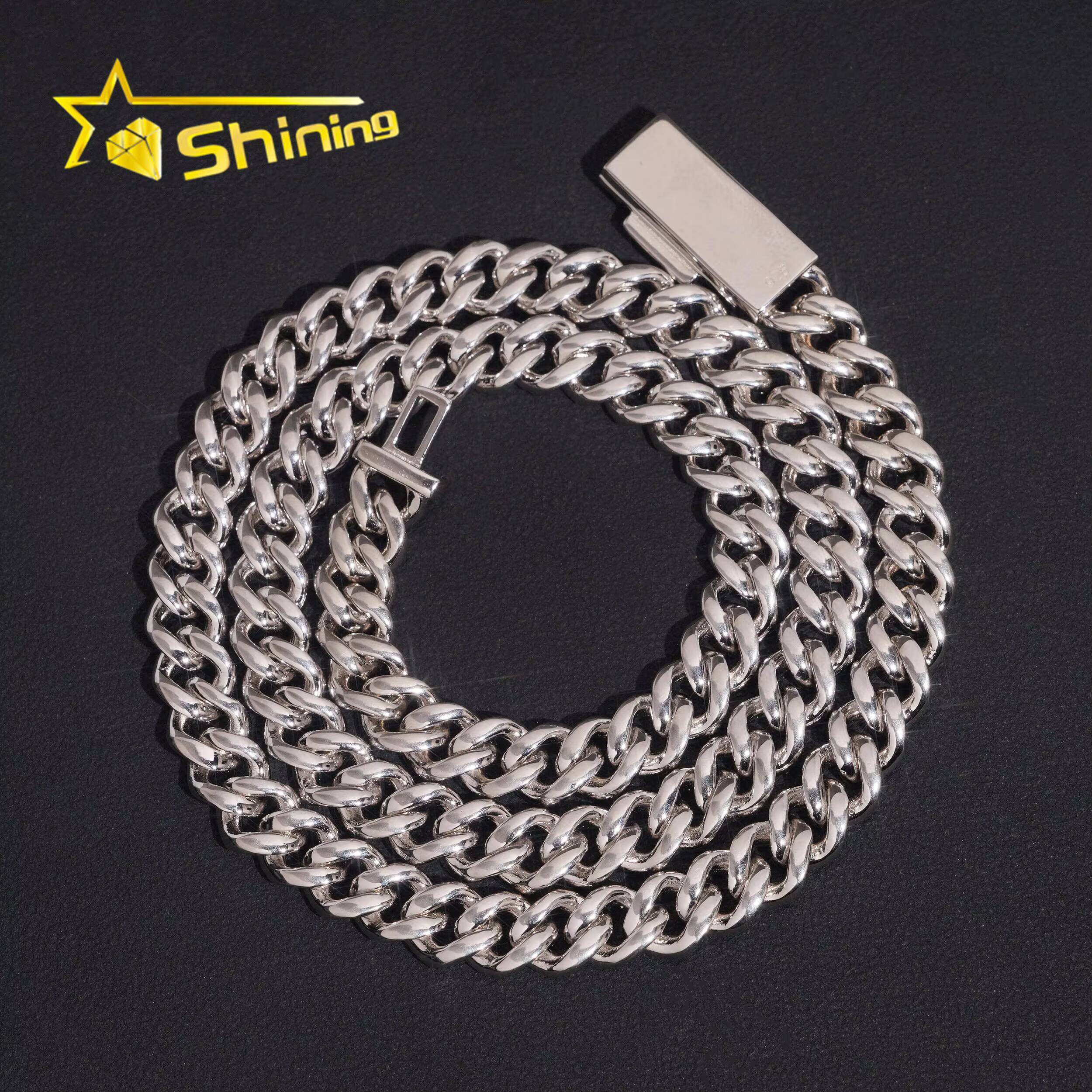 Pass Diamond Tester Hip Hop Jewelry 8mm 2 Rows Solid 925 Sterling Silver Iced Out VVS Moissanite Cuban Link Chain Men Necklace