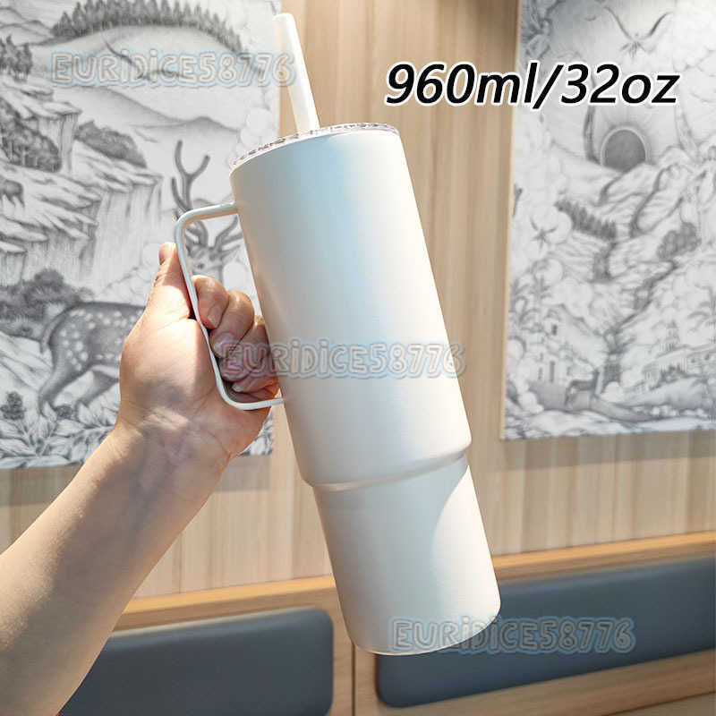Handle Ice Cup 304 Stainless Steel Large Capacity Insulated Cup Outdoor Car Cup with Straw H250911