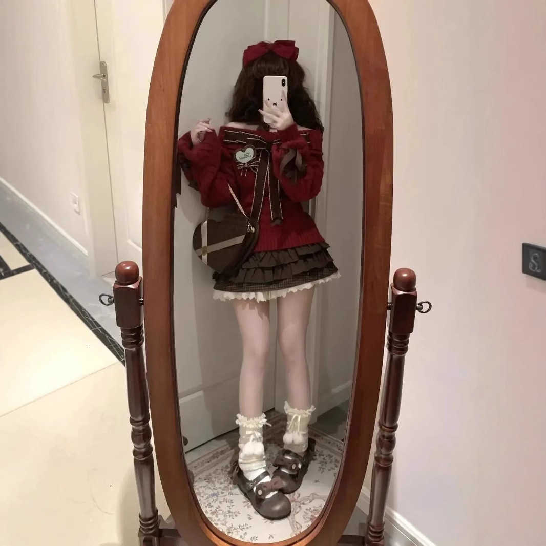 Chirstmas Knitted Sweater Women Winter Off Shoulder Red Pullover Y2k Vintage Clothing Slim Fit Jumpers Casual Long Sleeve Korean M250911