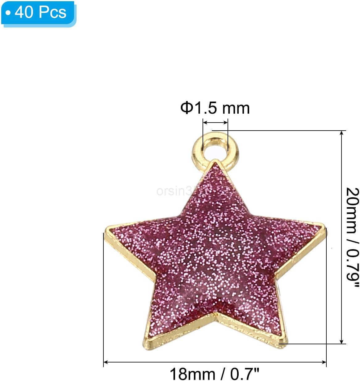 40pcs Star Charm Pentagram Charm Pendants Small Bulk Resin Glitters for Jewelry Making s EarringsW250911