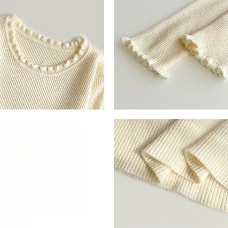 Fashion Solid Ladies Casual Soft Pullovers Autumn Winter Women Sweater Knitted Ruffles Oneck Long Sleeve Slim Jumper 250911