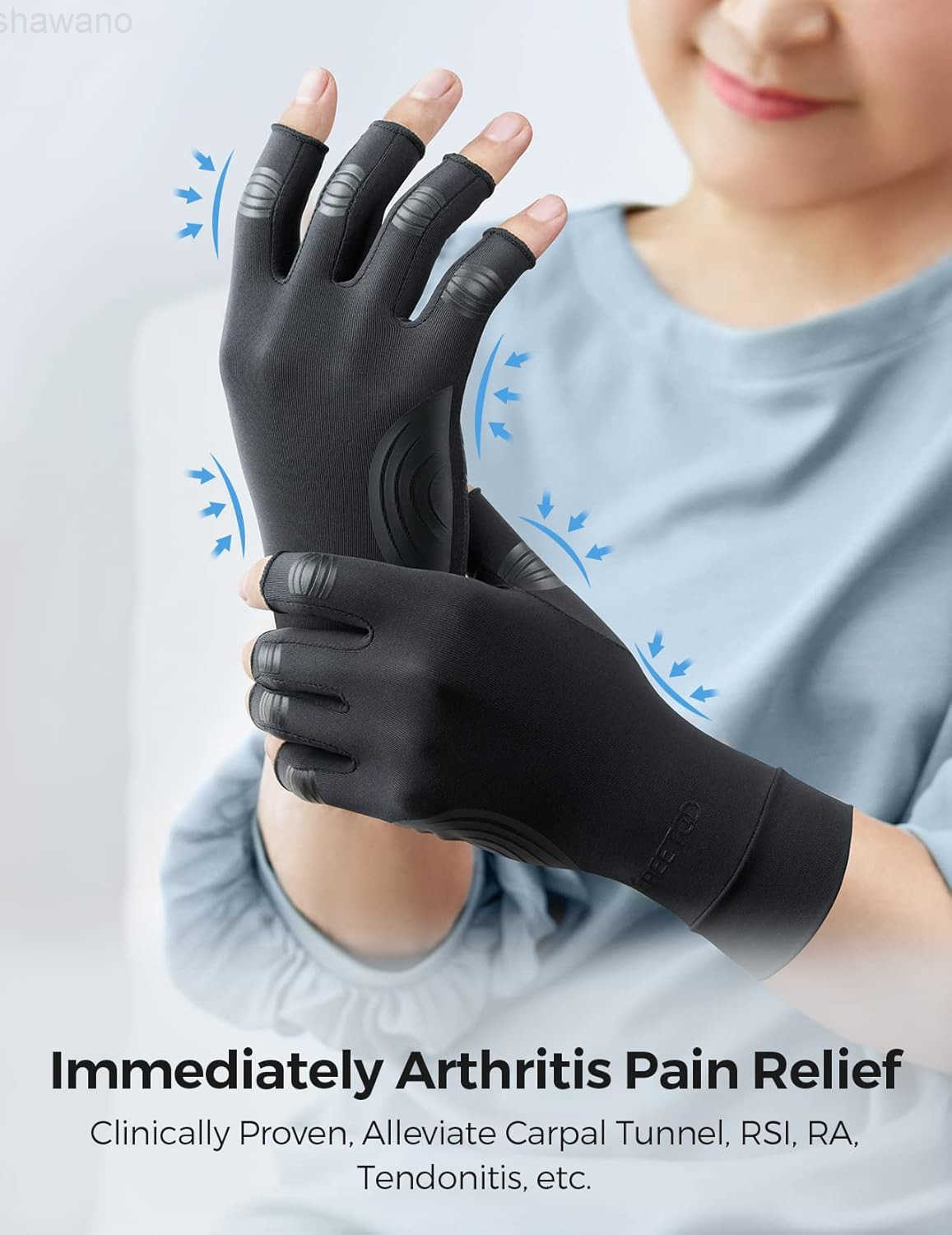Copper Arthritis Gloves for Carpal Tunnel Pain Relief Strengthen Compression Gloves to Alleviate Hand PainsSwelling Fingerless Computer Typing Gloves 