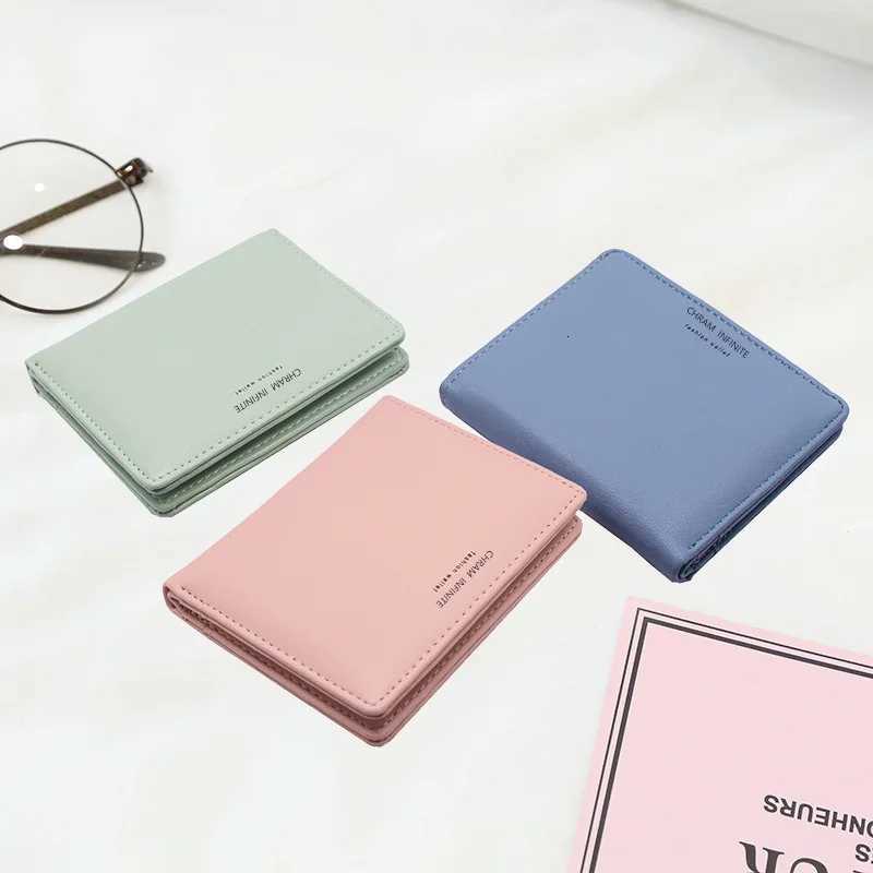 Womens simple letter bifold short wallet thin solid color versatile credit card holder casual and fashionable clutch W250911