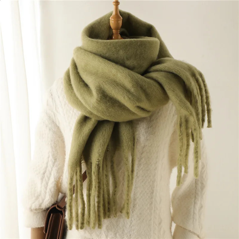 Winter Scarf Men Women Cashmere Warm Solid Pashmina Blanket Wraps Female Thick Soft Bufanda Tassel Shawl Long Poncho Echarpe 250909