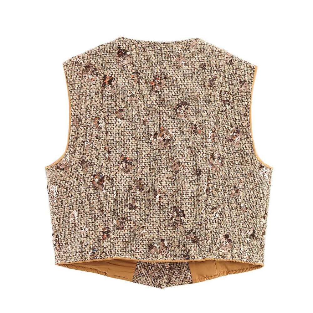 DHEssentials INS Sequin Half Short Skirt French Slim Fit Beaded Embroidery Tweed Little Chanel Style Two-Piece Set