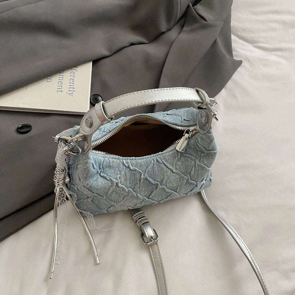 LEFTSIDE Small Denim Solid Color Hobo Crossbody Bags For Women 2025 Y2k Ladies Shoulder Bag Females Handbags And Purses