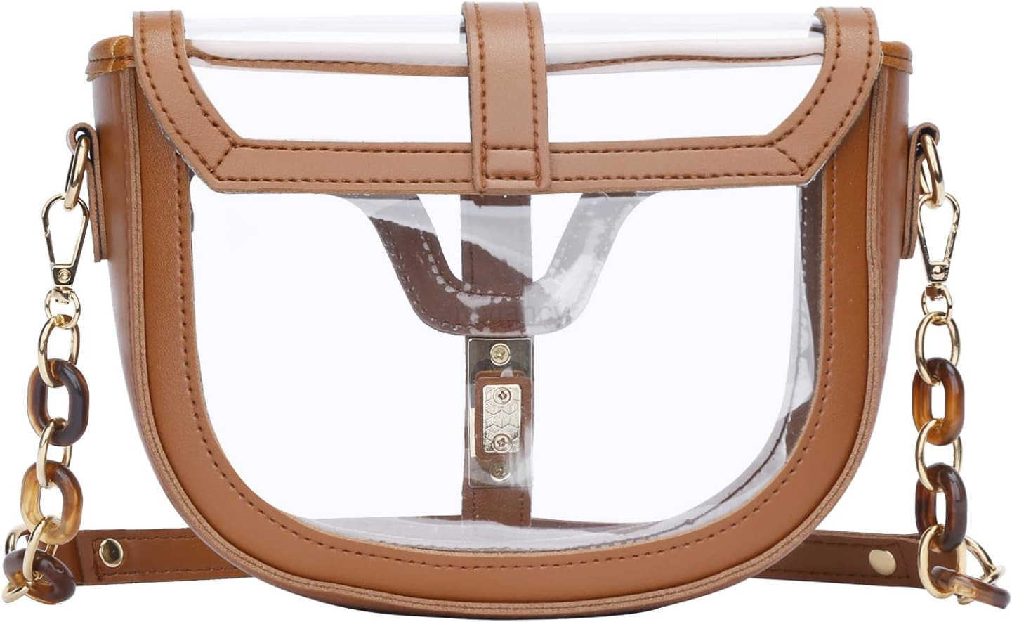 Clear Crossbody Bag for Women Stadium Approved Vegan Leather Concert Shoulder Sports SeeThrough PurseW250911