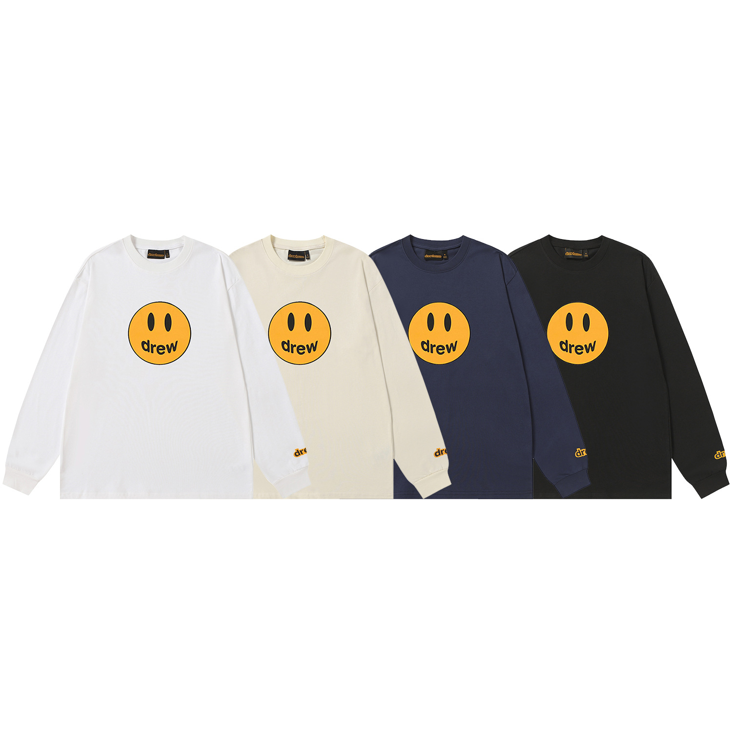 Drew House New drew Classic smiley face T Shirt Men's and Women's Long Sleeve Tshirt Designer Luxury