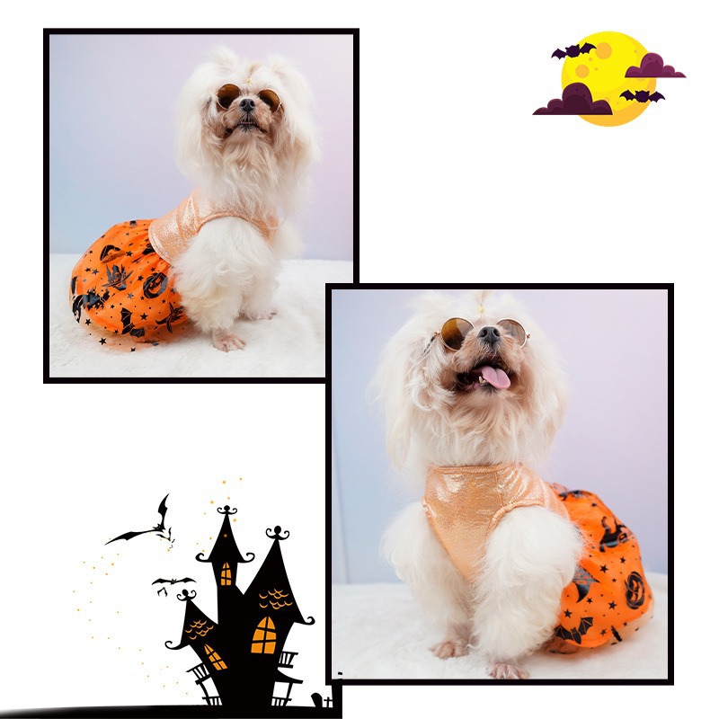 Halloween Shiny Series Dog Dress, Laser Craft Party Costume with Double-Layer Mesh Skirt, 4 Sizes for Dogs 2-14kg, Perfect for Halloween Parties, Fest