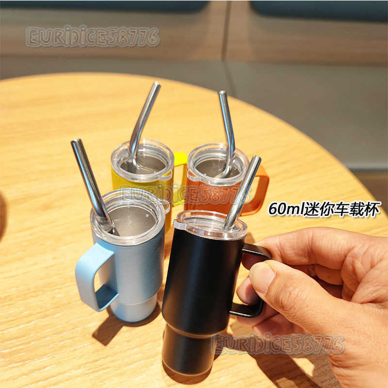 Stainless Steel 2oz Mini Handle Shot Glass Portable Car Straw Insulated Cup 60ml Cup H250911