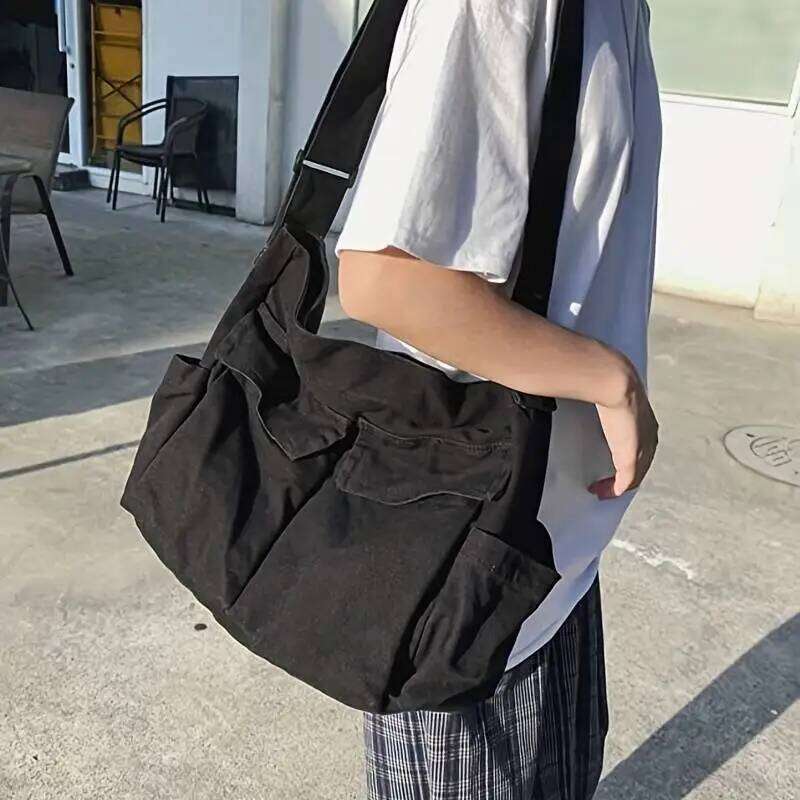 Stylish Sling Bag Canvas Messenger Perfect For Casual Travel Everyday Use Multi Pocket Shoulder Bag
