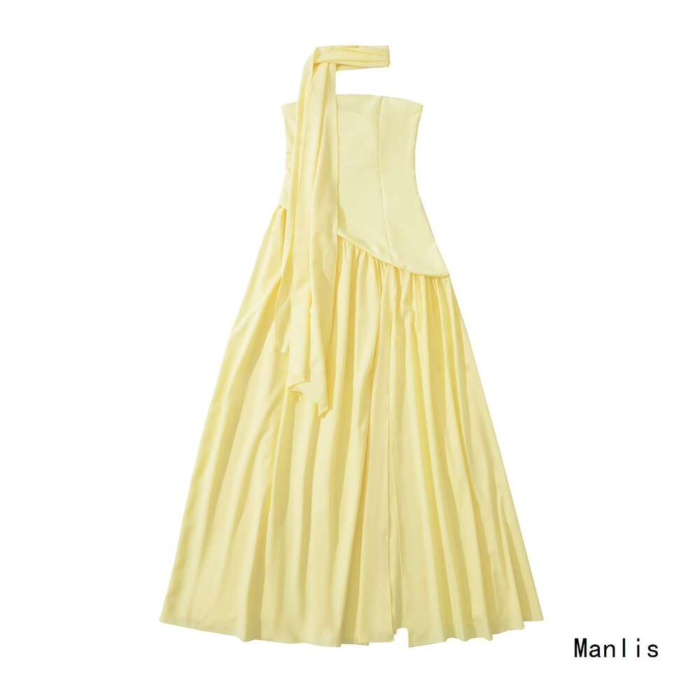 DHEssentials Off-Shoulder Waist-Cinching Strapless Zipper Tight Irregular Slit Sexy Vacation Long Dress