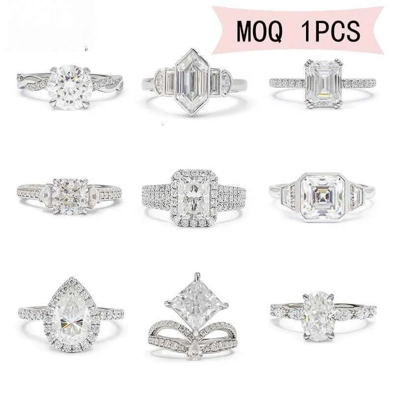 14k Yellow Gold Set Classic 6 Prongs 3.5ct Round Moissanite Solitaire 2.5mm Eternity Ring Band