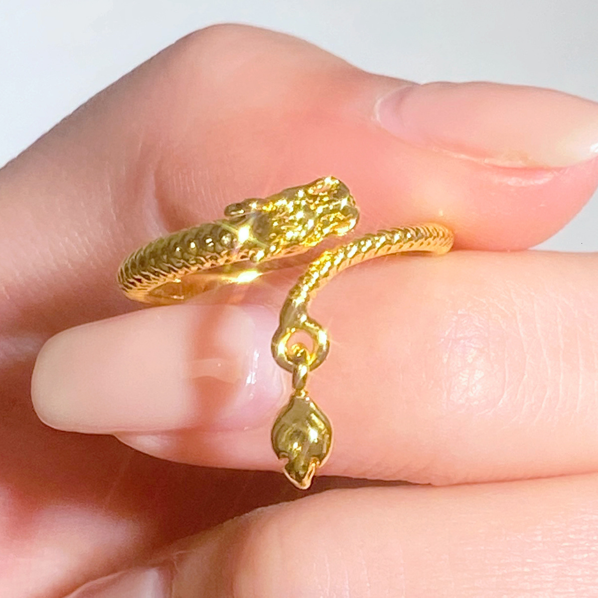 Chinese Style Tail Women, Zoc Alloy Open Finger For The Year Of Birth, Scale Coiled Dragon Ring Trend