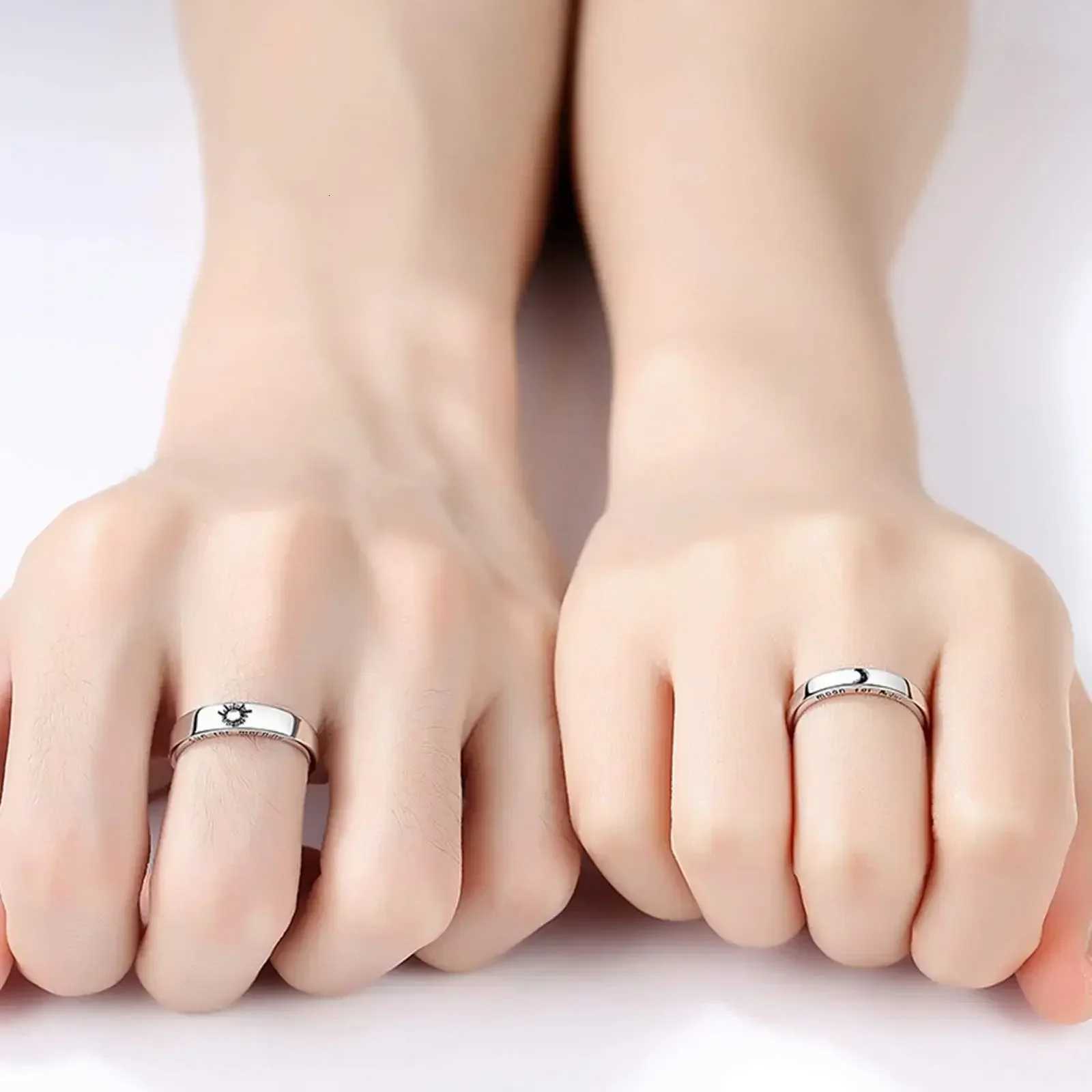 Sun Moon Couple Rings Set Open Adjustable Ring Eachother Lovers Minimalist ring gift Engagement Wedding Rings Bride Jewlery W250911