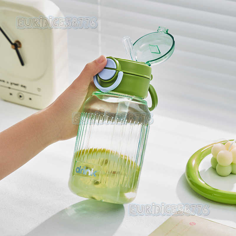 Student Straw Cup Childrens Sports Water Cup Plastic Cup Portable Dual Drinking Convenient Cup Unisex Simple Space Cup H250911