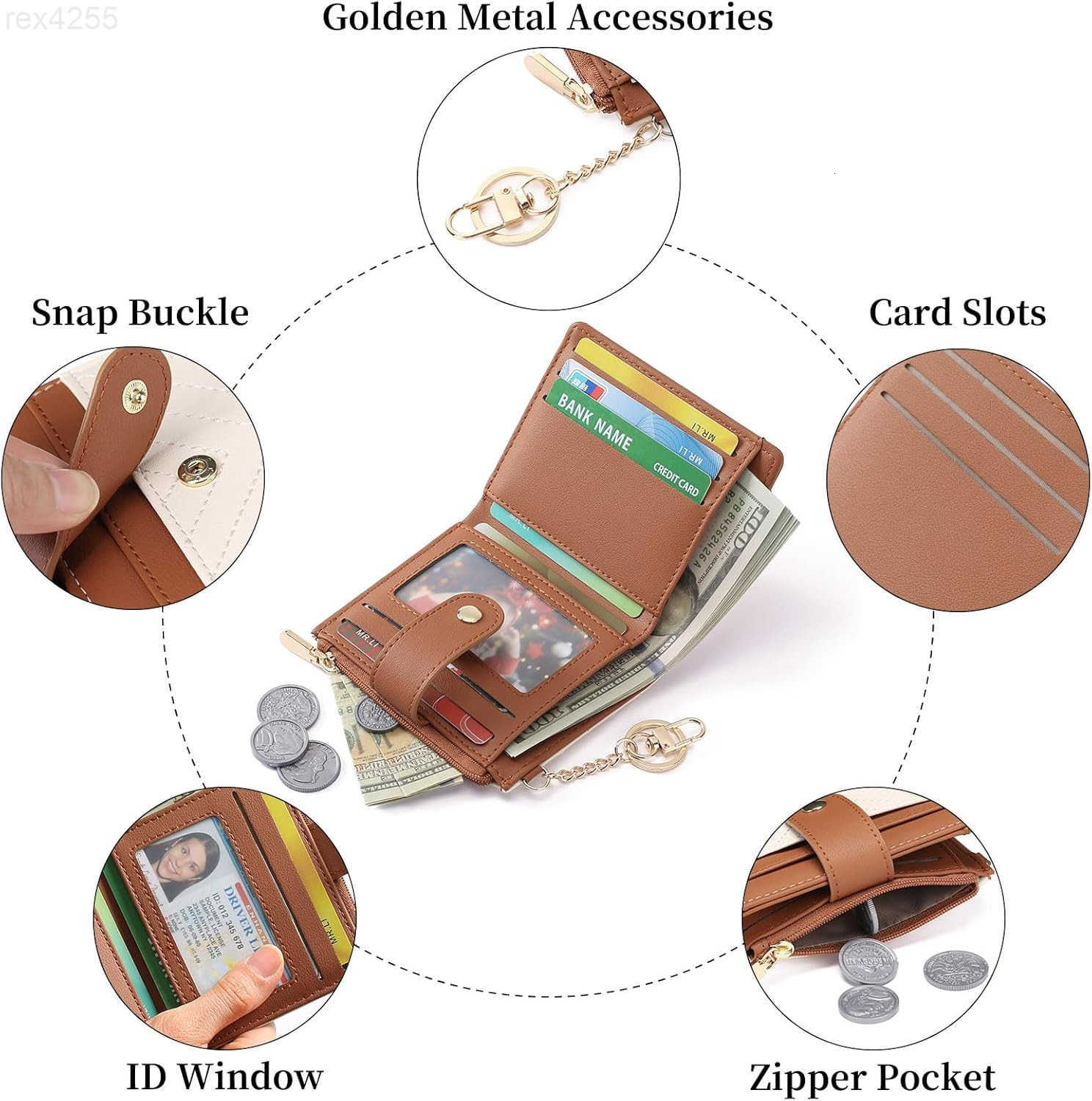 Slim Wallet for Women RFID Blocking Credit Card Holder Bifold Wallet with Zipper Coin Pocket ID WindowW250911