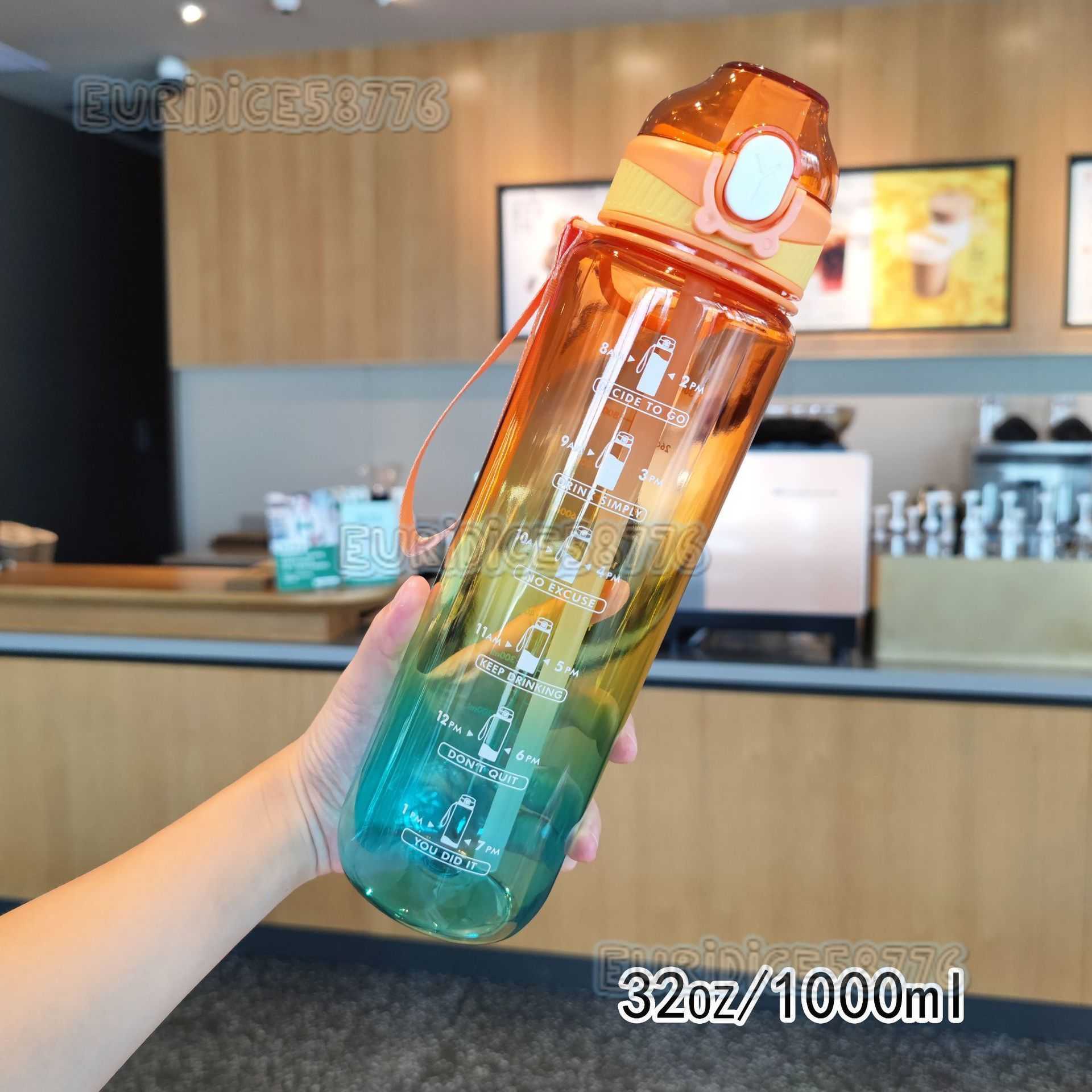 New Transparent Gradient Duckbill Plastic Graduated Travel Cup Outdoor Fitness Sports Straw Space Cup H250911