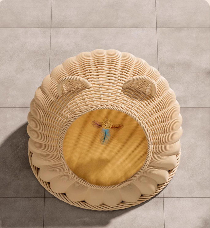 Eco-Friendly Summer Cooling Feline Haven Versatile Rattan Furniture Item